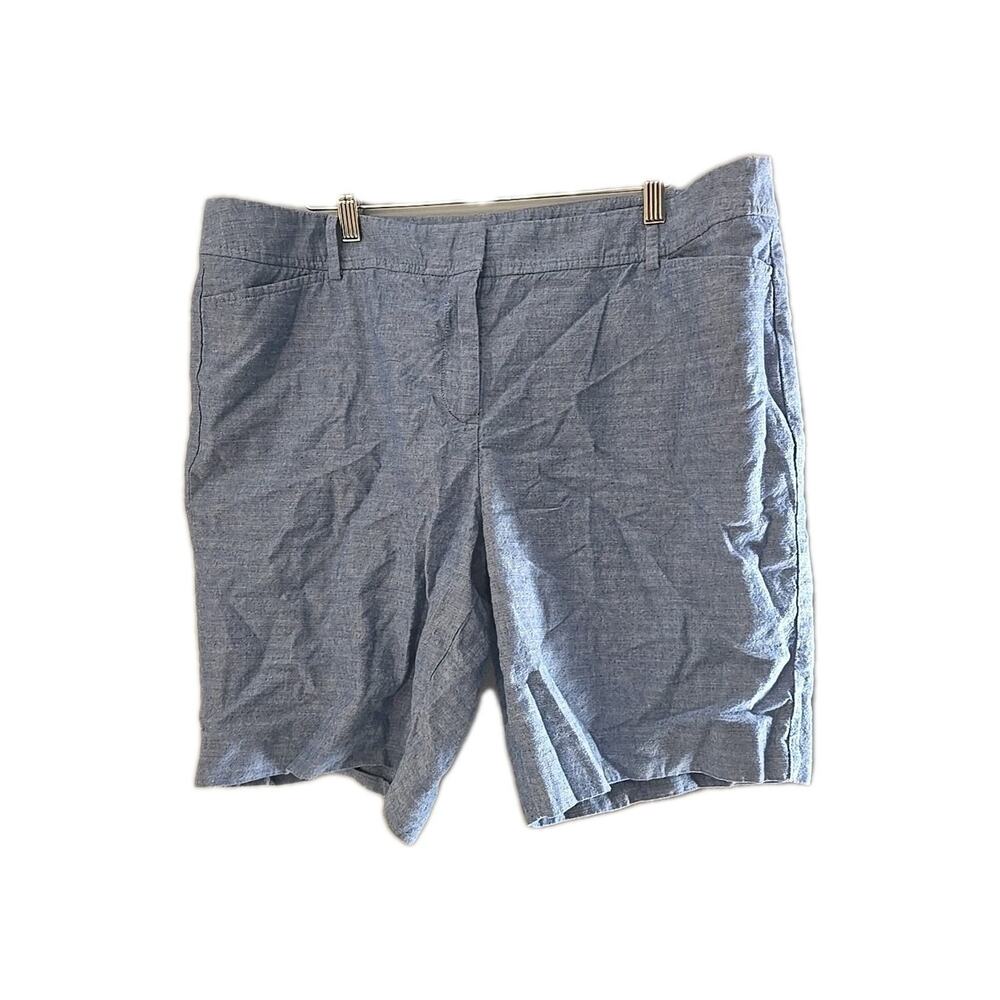 Talbots Heather Blue Chino Pockets High Waisted Perfect Shorts Womans Size 16P